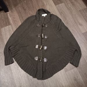 Michael Kors Olive Toggle-Front Knit Poncho Sz S